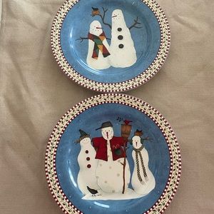 2 Debbie Mumm snowman dishes by Sakura